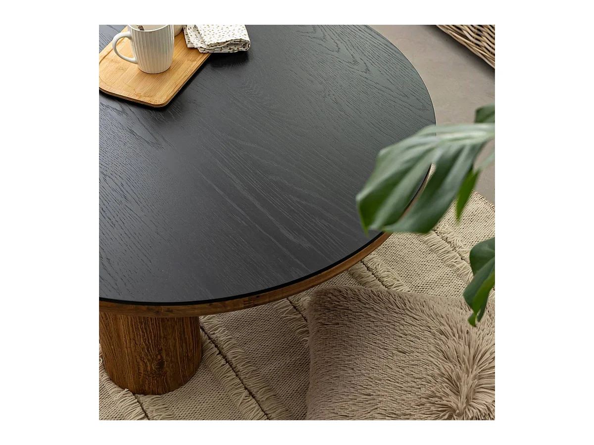 Table basse ronde en pin recyclé Constance