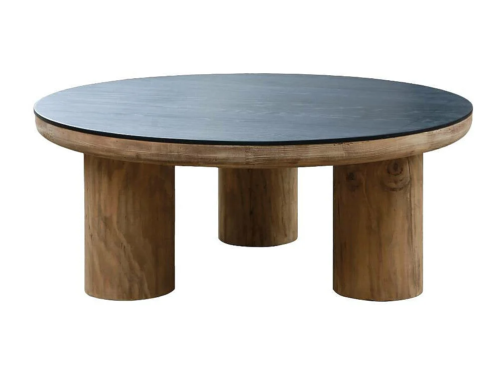 Table basse ronde en pin recyclé Constance