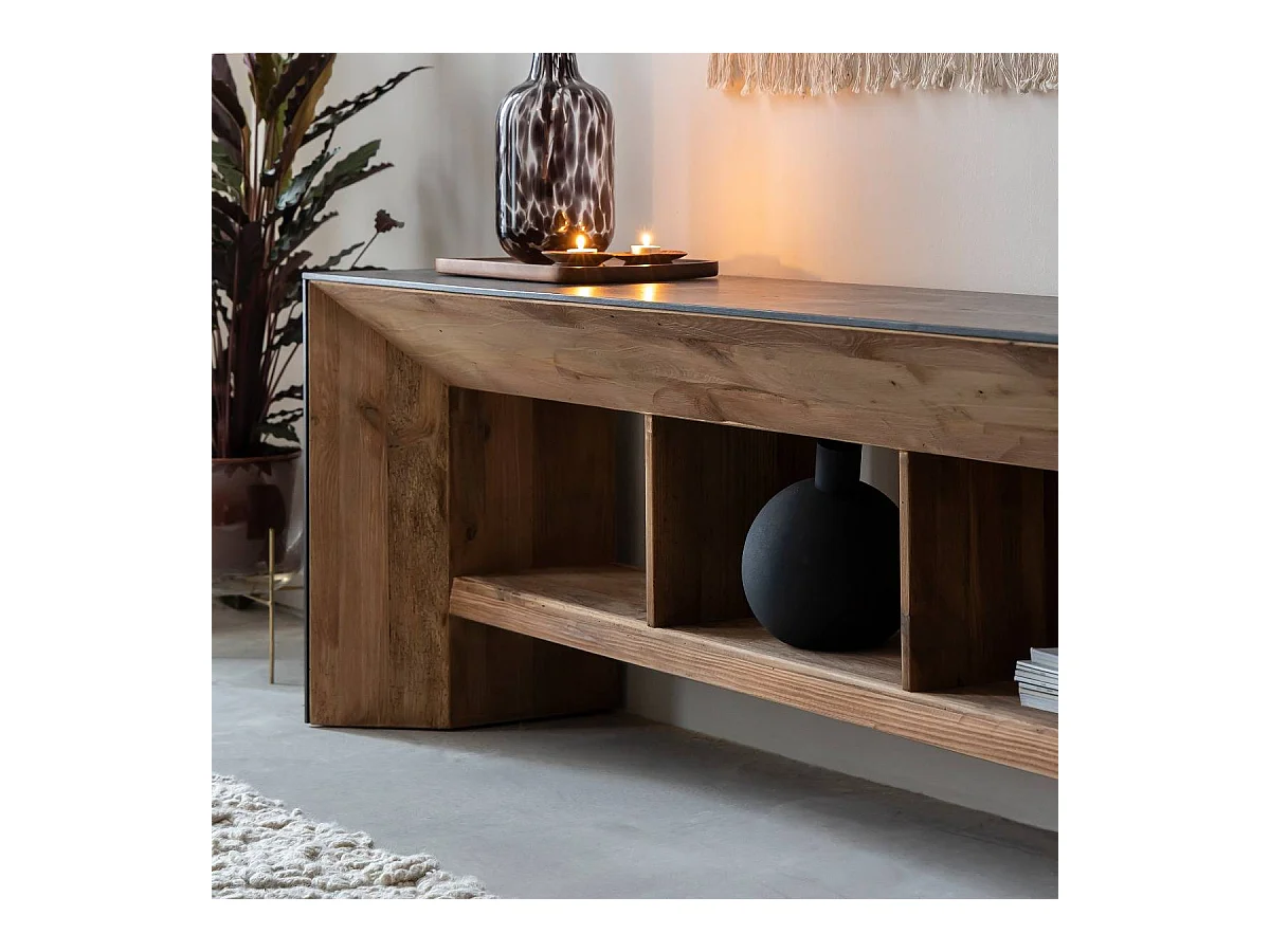 Meuble TV en pin recyclé Constance