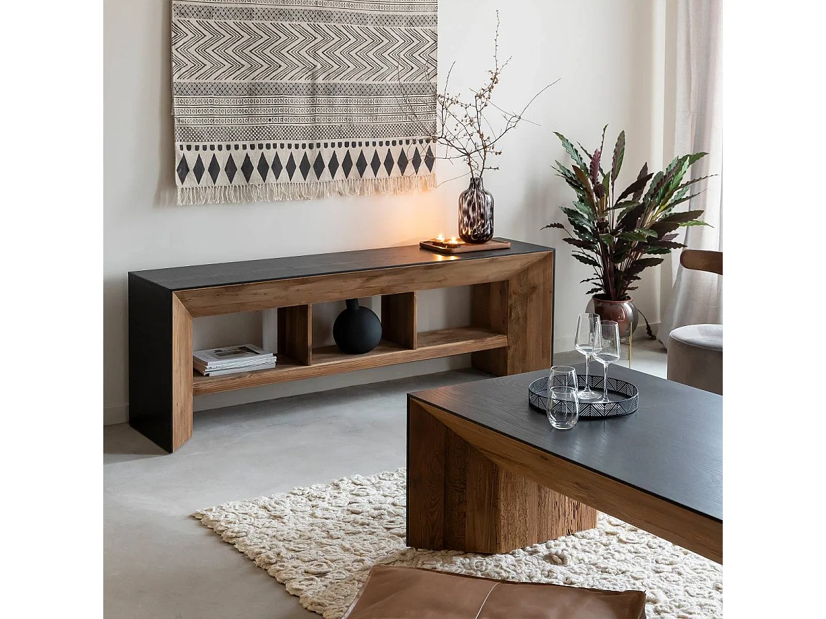 Meuble TV en pin recyclé Constance