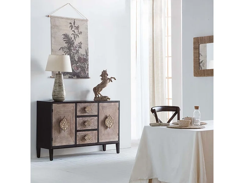 Buffet en bois marron 133x40x87h