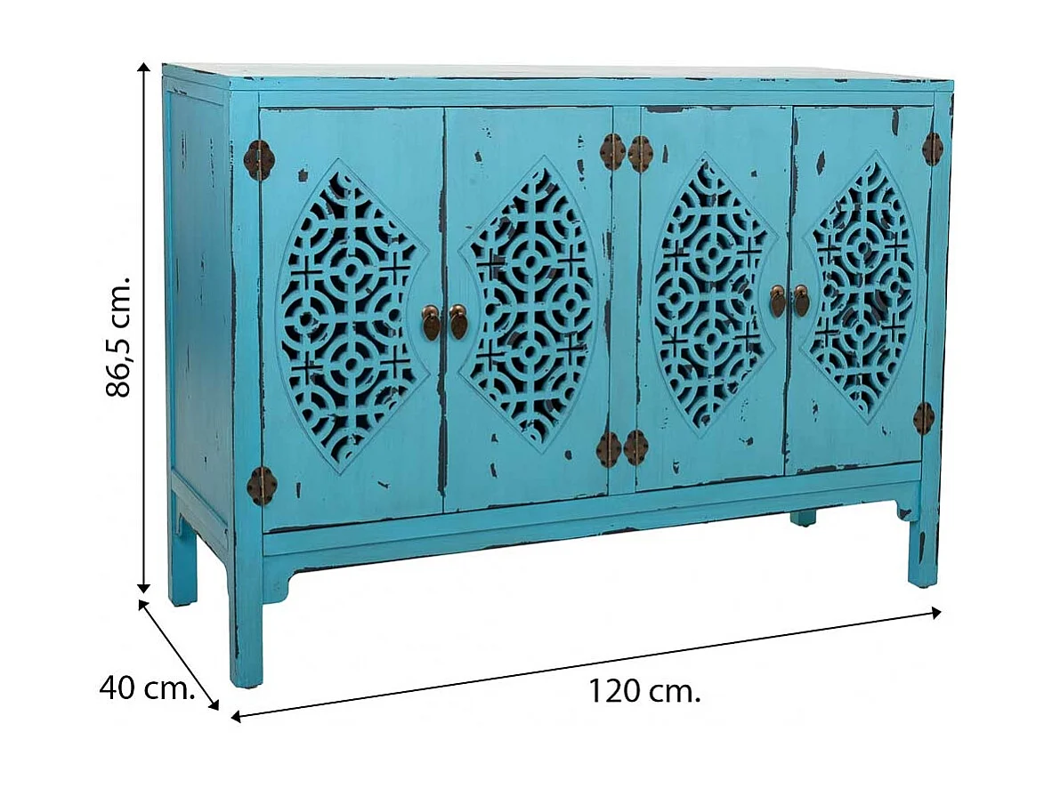 Credenza in legno blu 120x40x86,5h