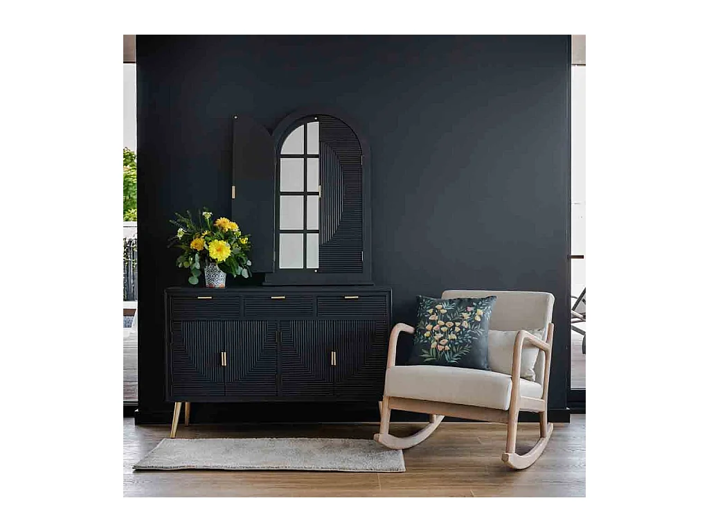 Buffet en bois gris foncé 121.5x34x81.5h