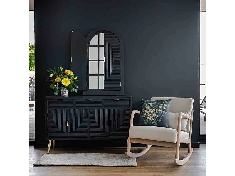 Aparador de madera gris oscuro 121.5x34x81.5