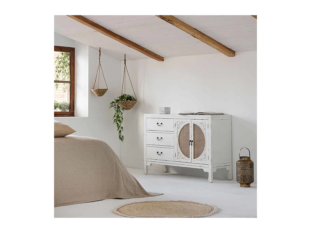 Buffet en bois blanc 106x73x36