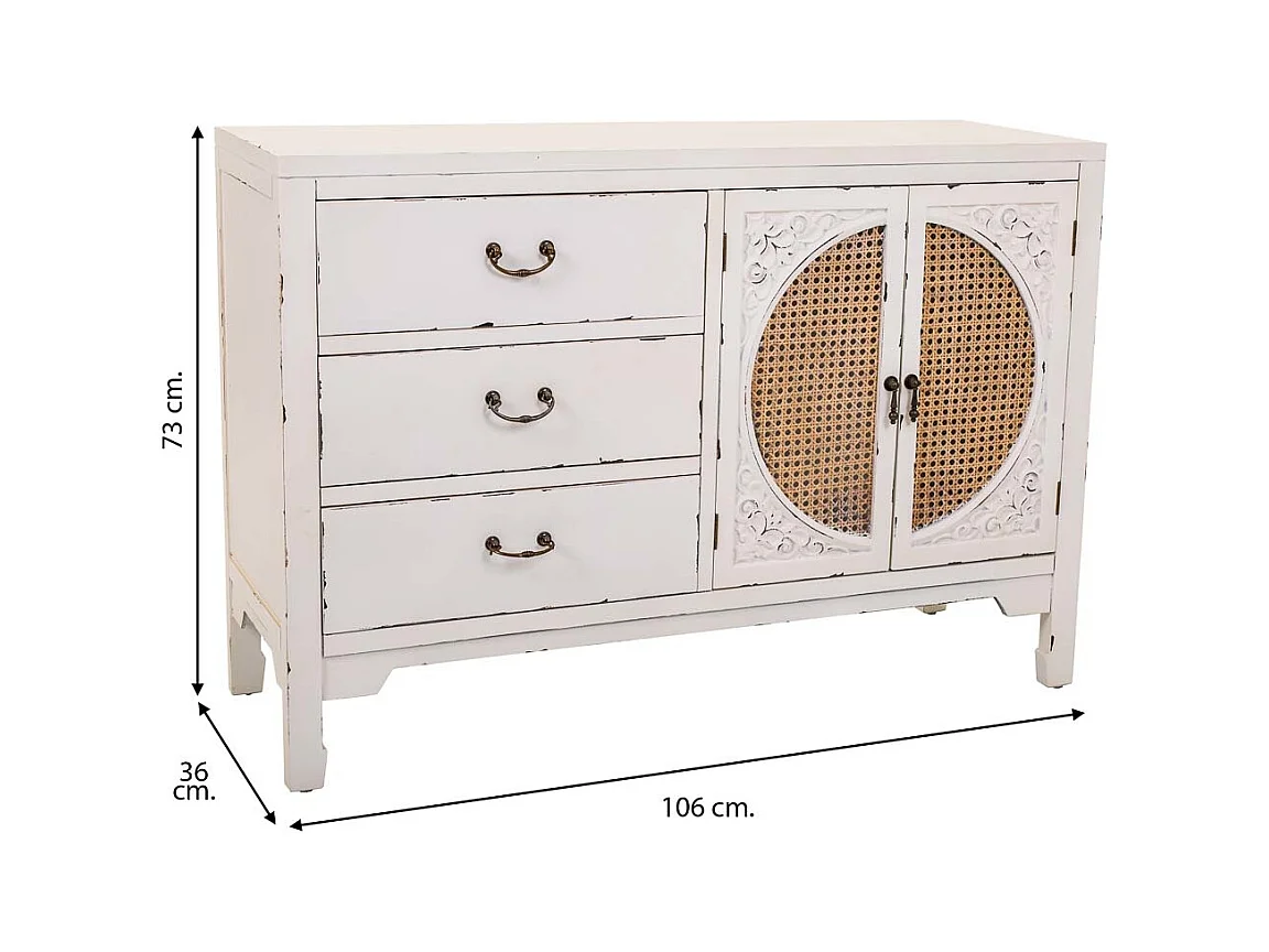 Buffet en bois blanc 106x73x36