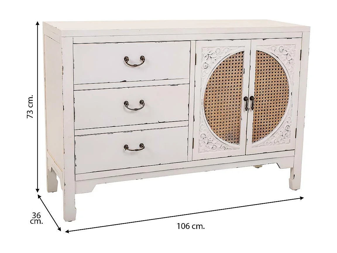 Aparador de madera blanco 106x73x36 cm