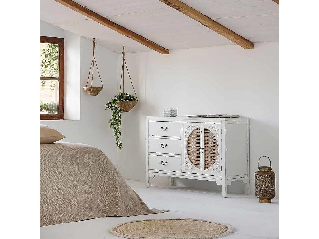 Aparador de madeira branco 106x73x36