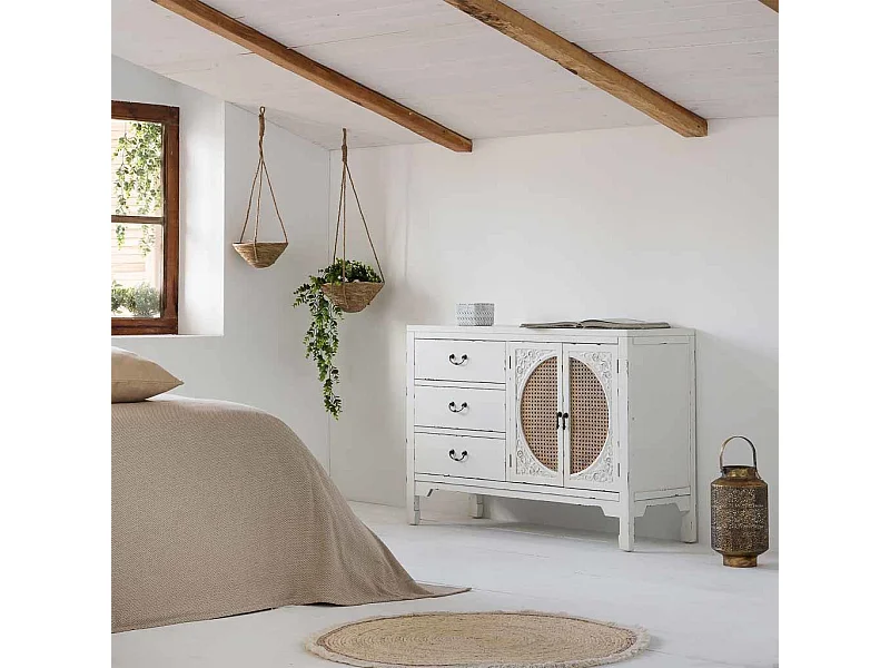 Aparador de madera blanco 106x73x36 cm