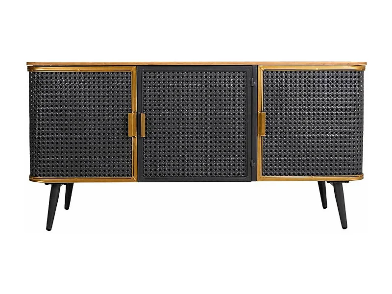 Buffet en métal et bois 3 portes 118x38x58,5h cm