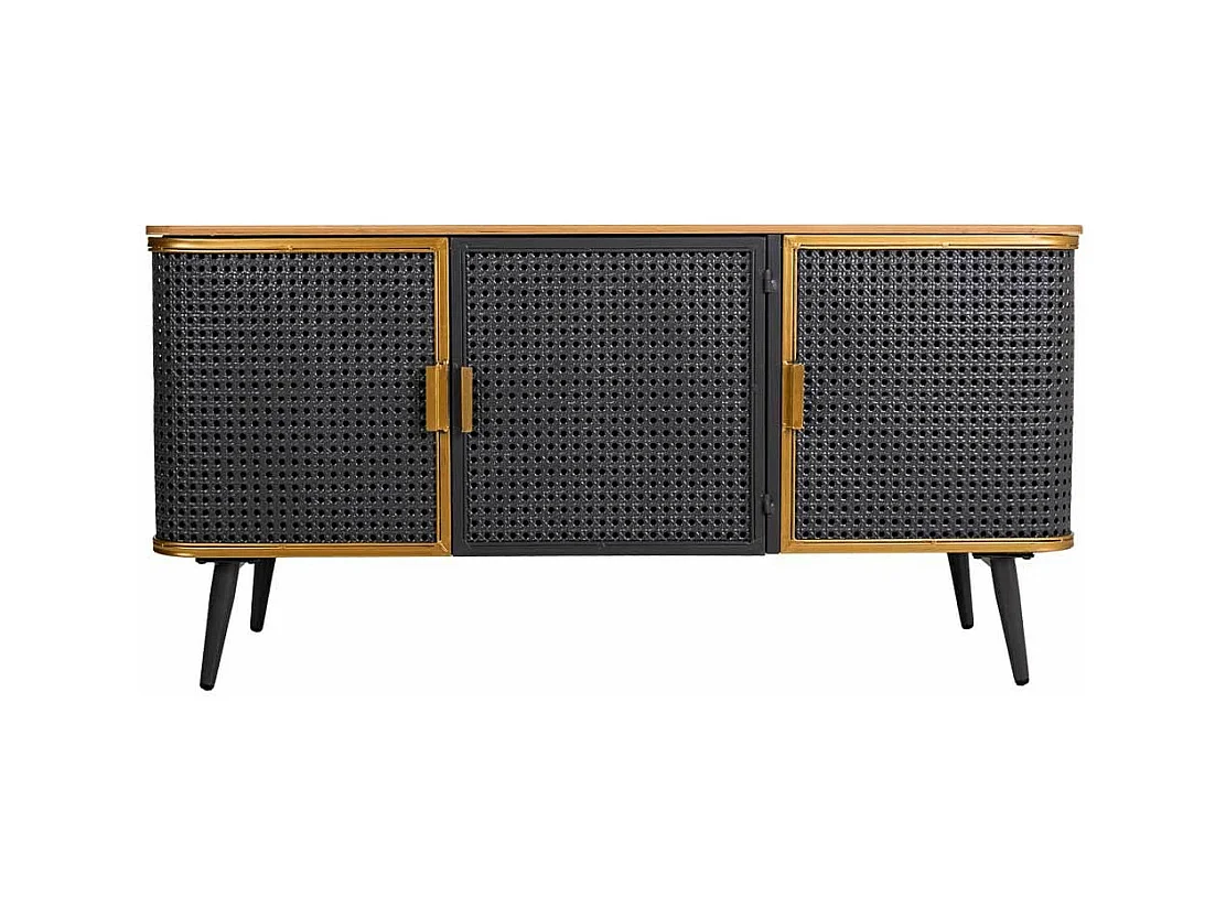 Aparador de metal e madeira com 3 portas 118x38x58,5h cm