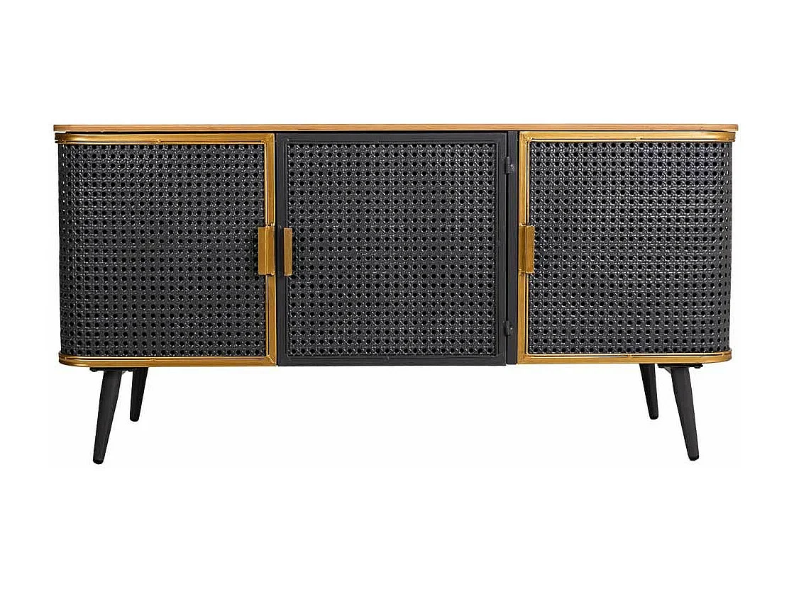 Buffet en métal et bois 3 portes 118x38x58,5h cm