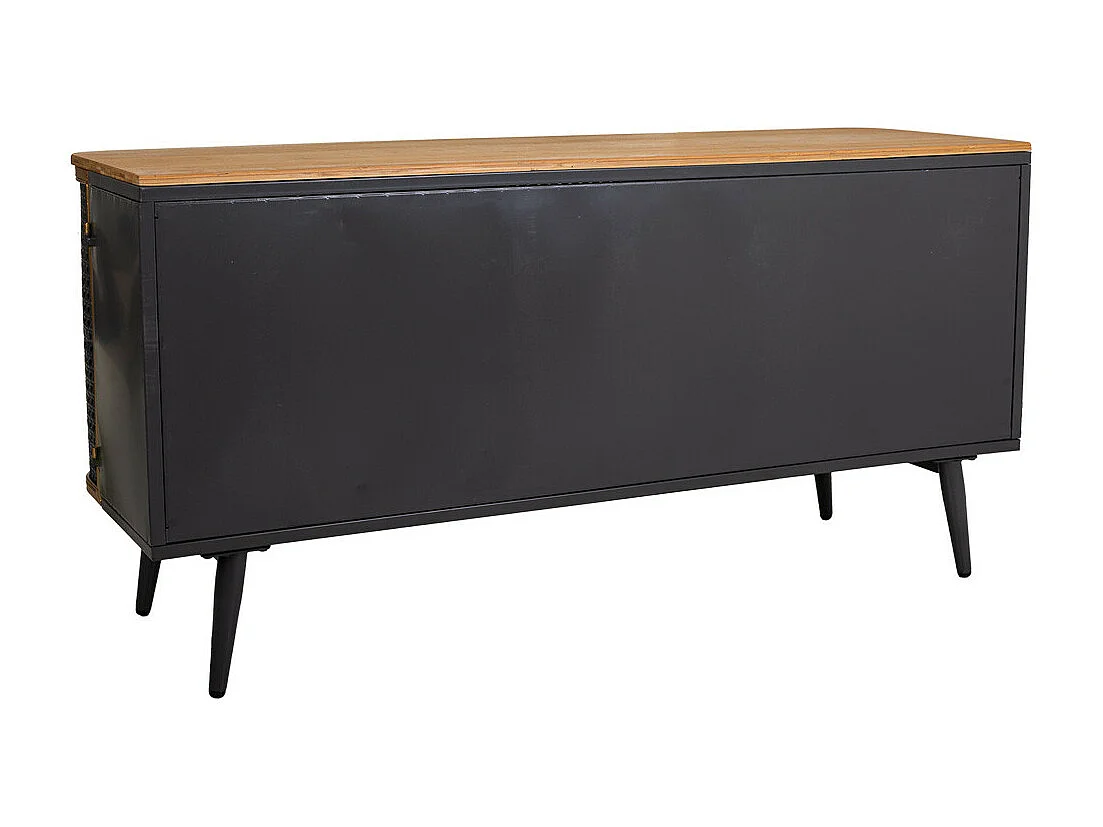 Buffet en métal et bois 3 portes 118x38x58,5h cm