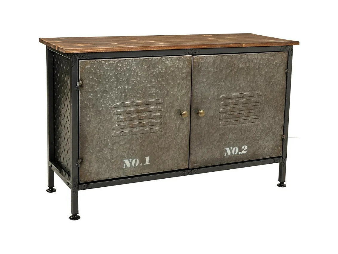 Credenza in metallo e legno con 2 porte 90,5x32,5x58h cm