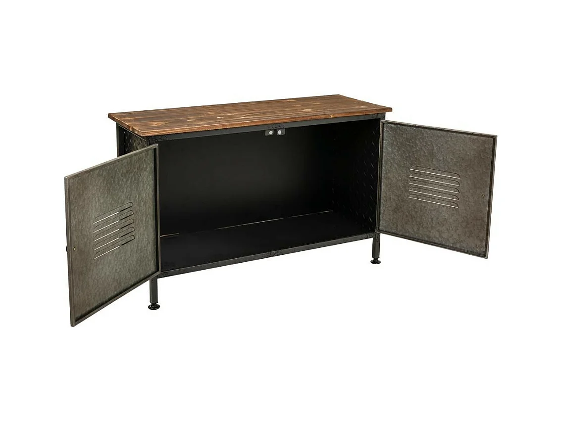 Credenza in metallo e legno con 2 porte 90,5x32,5x58h cm