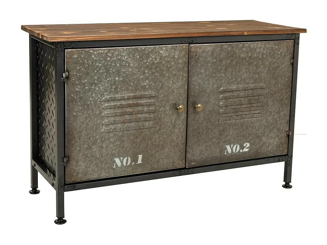 Credenza in metallo e legno con 2 porte 90,5x32,5x58h cm