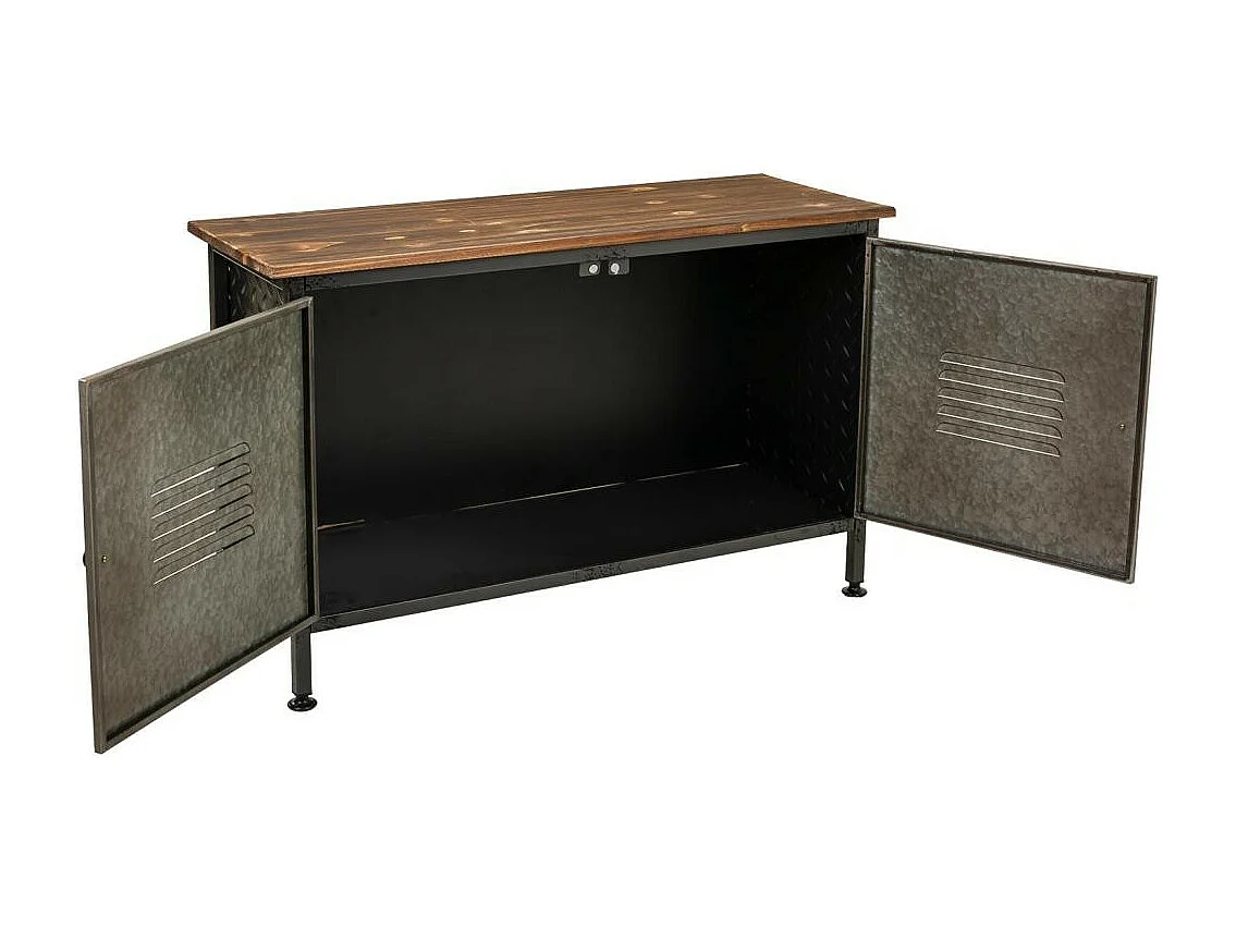 Credenza in metallo e legno con 2 porte 90,5x32,5x58h cm
