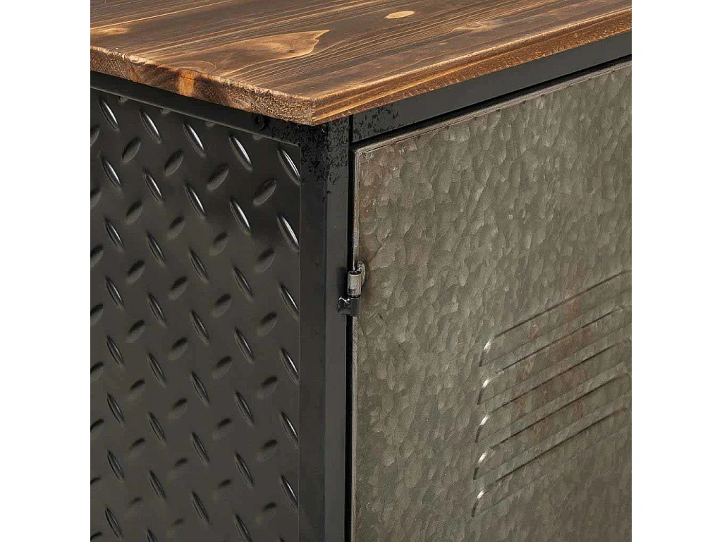 Credenza in metallo e legno con 2 porte 90,5x32,5x58h cm