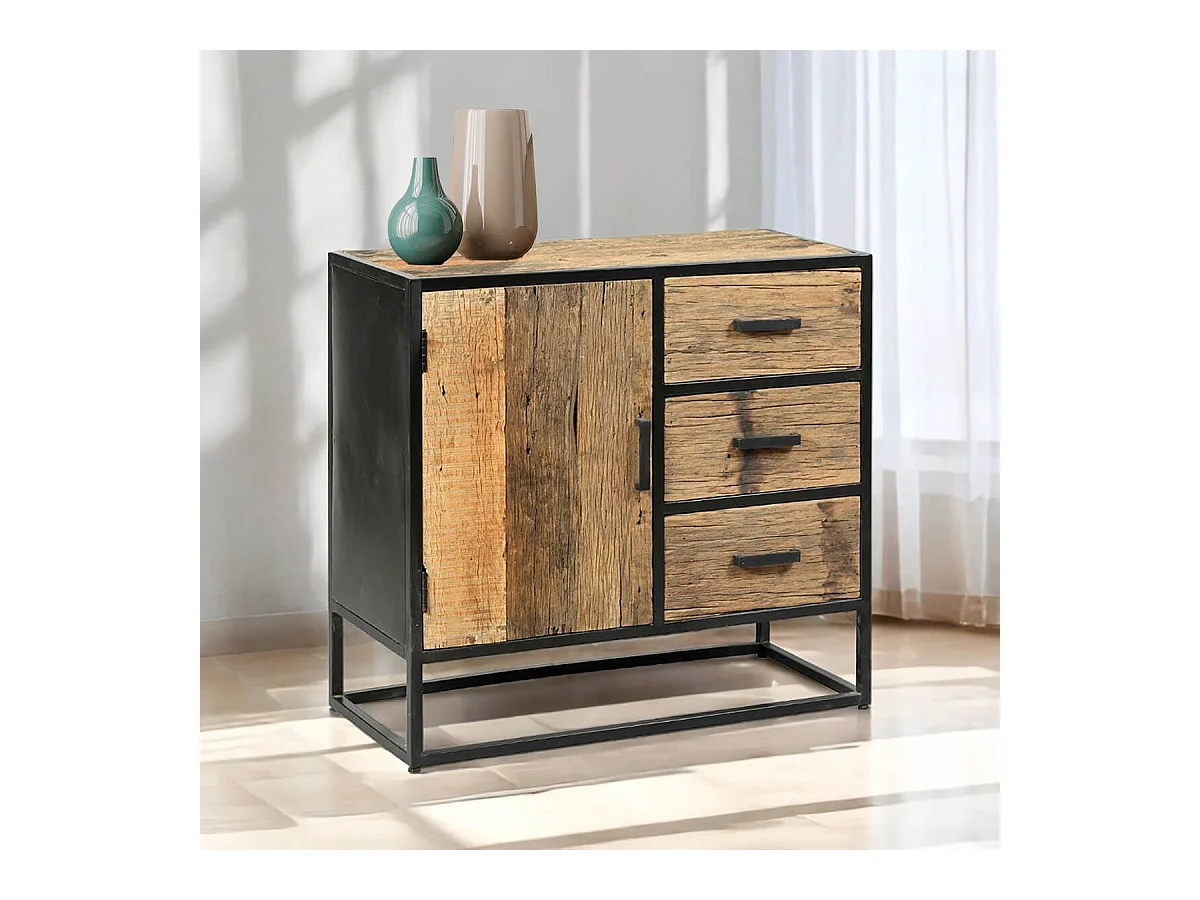 TANETOA - Meuble de Rangement en Teck Recyclé et Métal