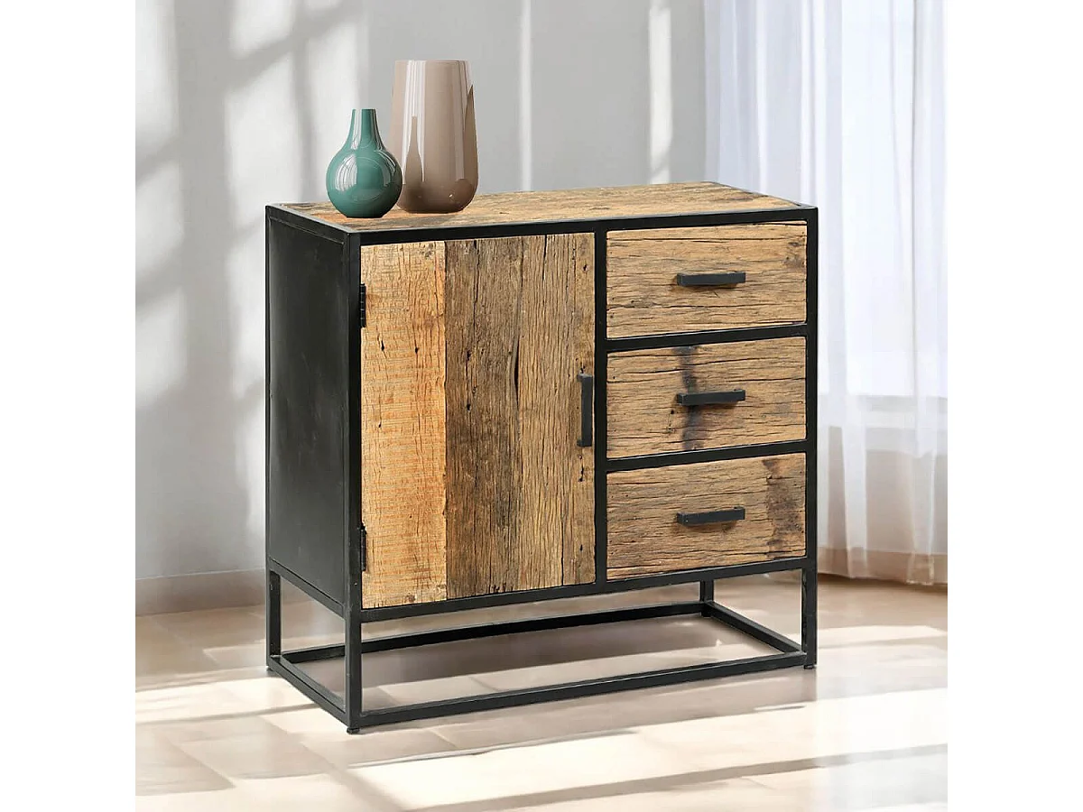 TANETOA - Meuble de Rangement en Teck Recyclé et Métal