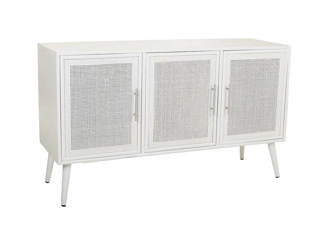 Aparador de madeira branca e grade 120x41,5x71