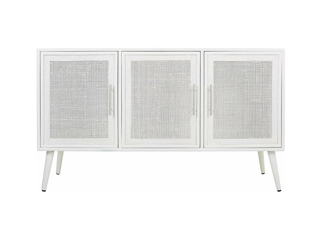 Aparador de madeira branca e grade 120x41,5x71