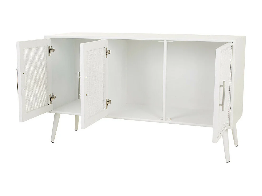 Aparador de madera y rejilla blanco 120x41.5x71