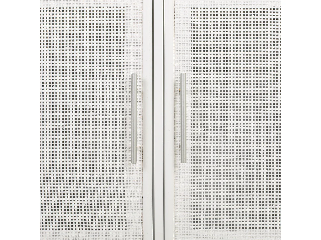 Aparador de madera y rejilla blanco 120x41.5x71