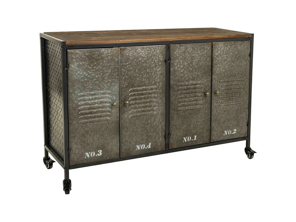 Aparador de metal y madera con 4 puertas 124,5x40,5x82,5h cm