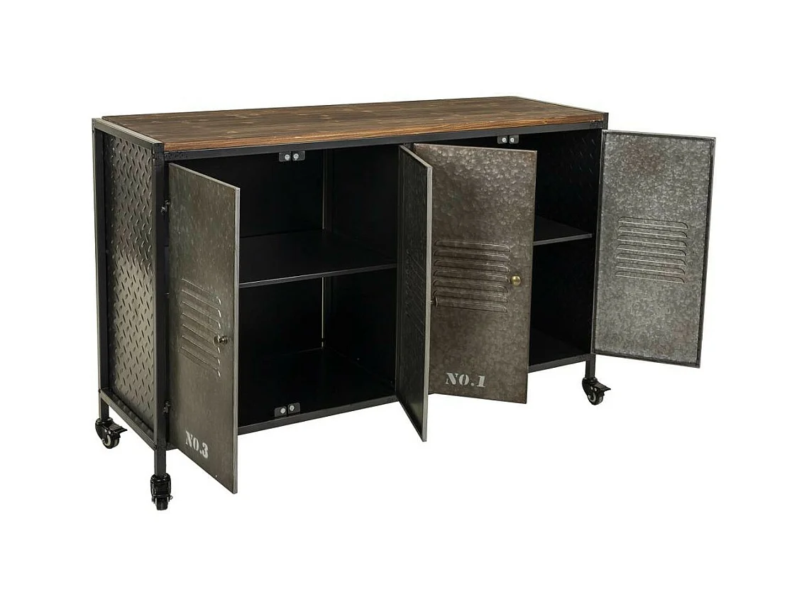 Aparador de metal y madera con 4 puertas 124,5x40,5x82,5h cm