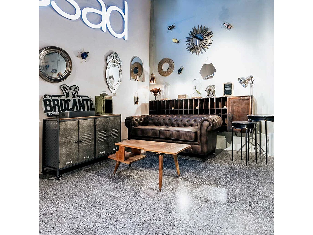 Aparador de metal y madera con 4 puertas 124,5x40,5x82,5h cm