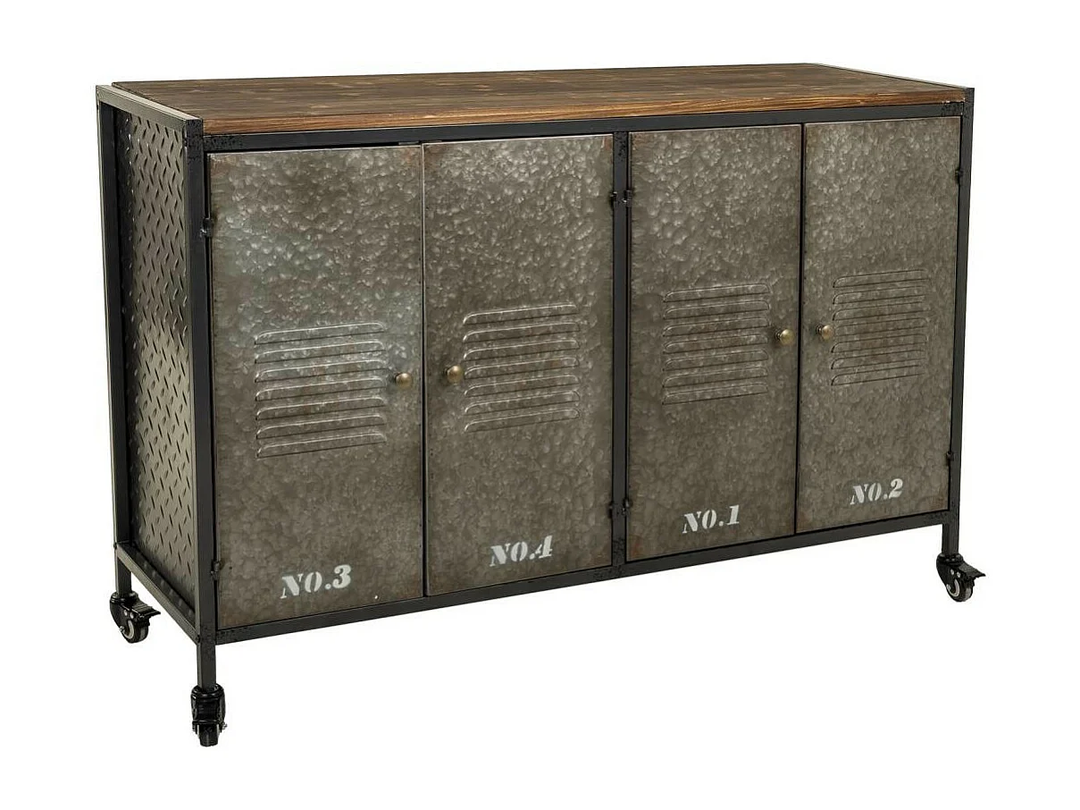 Aparador de metal y madera con 4 puertas 124,5x40,5x82,5h cm