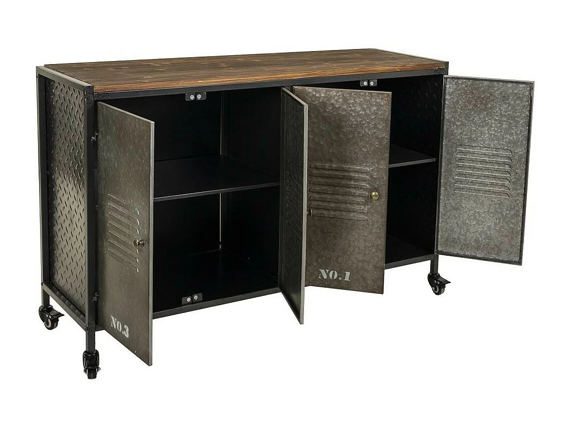 Aparador de metal y madera con 4 puertas 124,5x40,5x82,5h cm