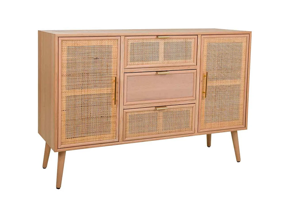 Aparador de madeira e malha marrom 120x40,5x81