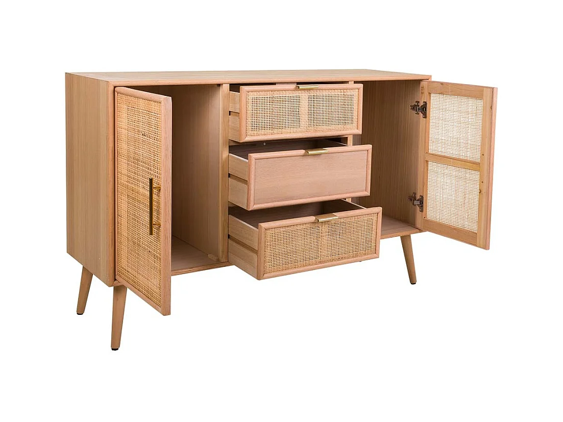 Aparador de madeira e malha marrom 120x40,5x81