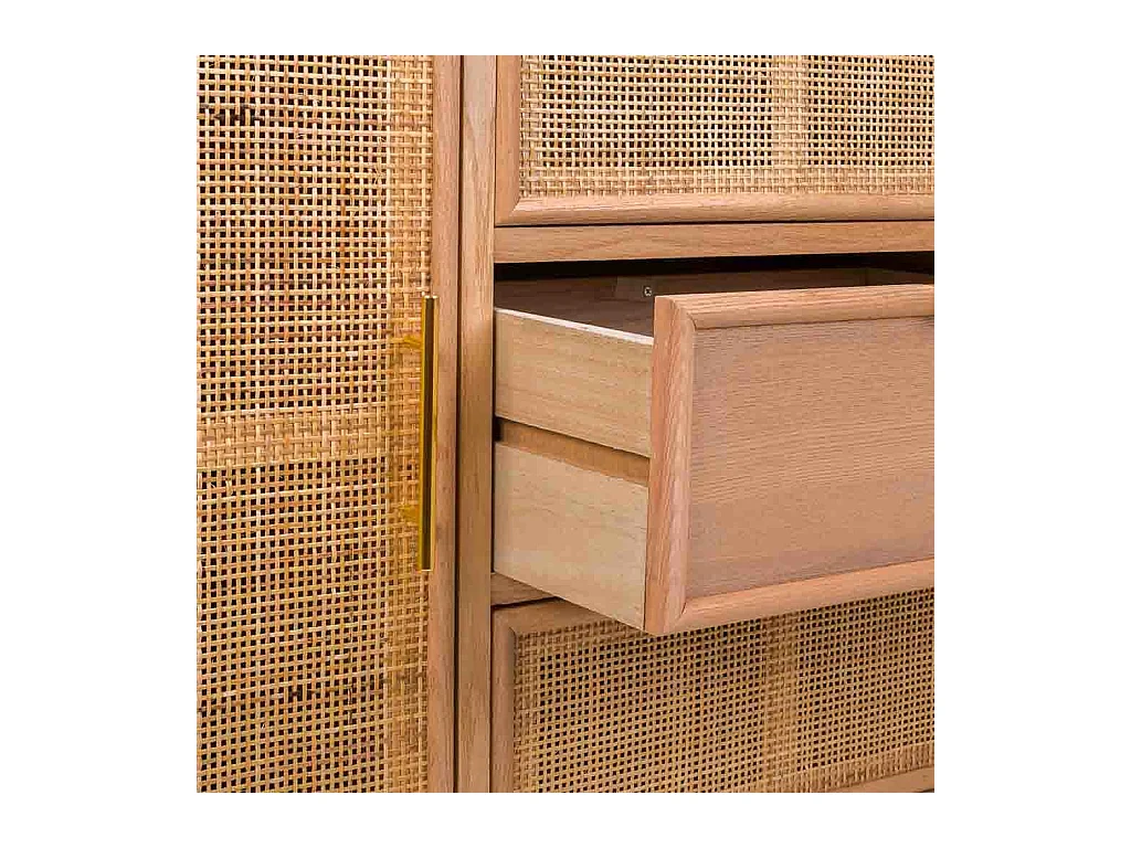 Aparador de madeira e malha marrom 120x40,5x81