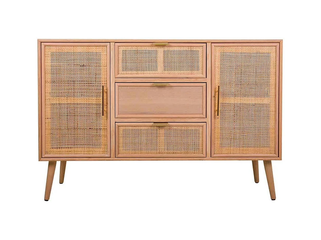 Aparador de madera y rejilla marrón 120x40.5x81