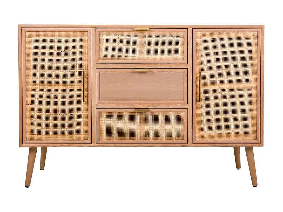 Aparador de madera y rejilla marrón 120x40.5x81