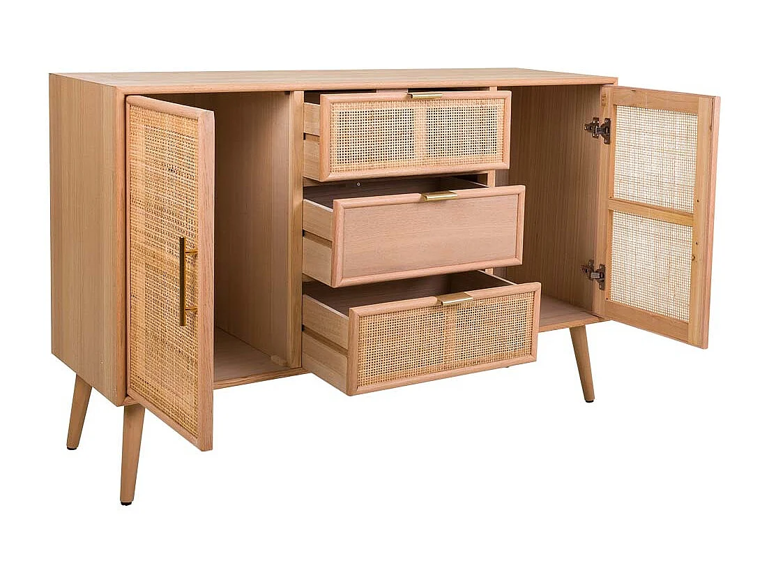 Aparador de madera y rejilla marrón 120x40.5x81