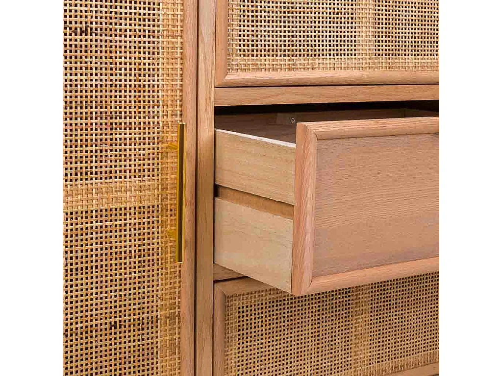 Aparador de madera y rejilla marrón 120x40.5x81