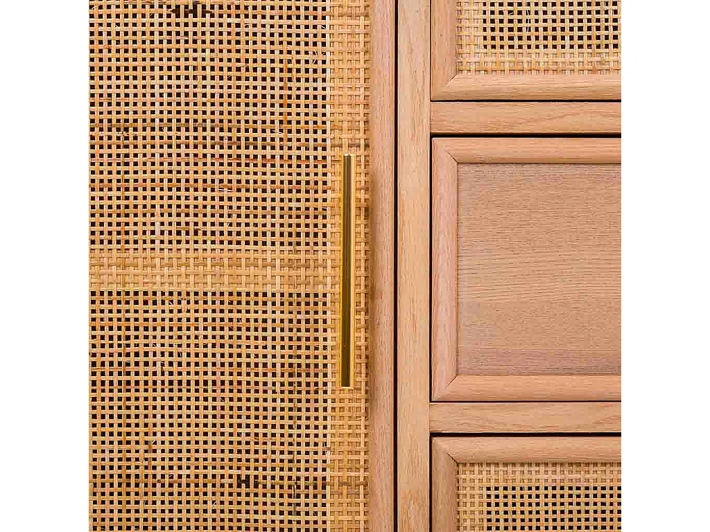 Aparador de madera y rejilla marrón 120x40.5x81