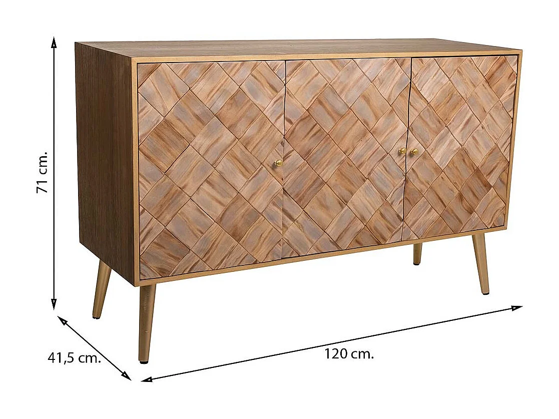 Aparador de madera marrón 120x41,5x71