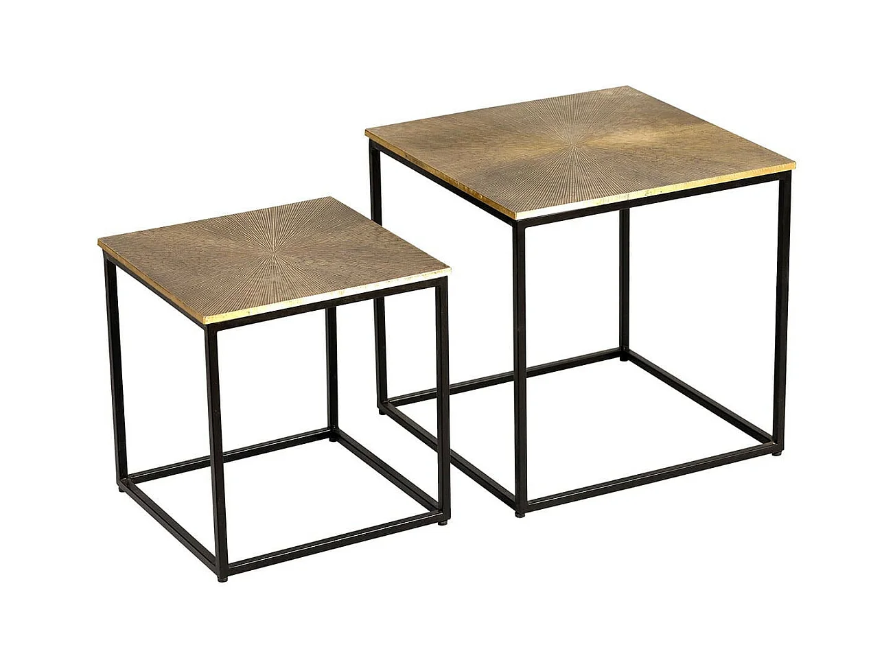 XANDRA - Lot de 2 Tables Gigognes Effet Laiton Vielli