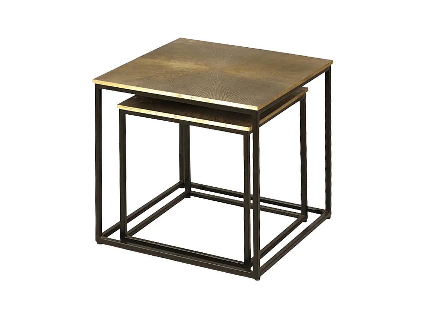 XANDRA - Lot de 2 Tables Gigognes Effet Laiton Vielli