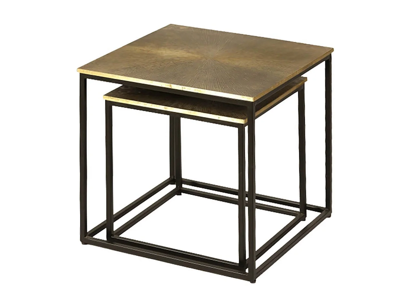 XANDRA - Lot de 2 Tables Gigognes Effet Laiton Vielli