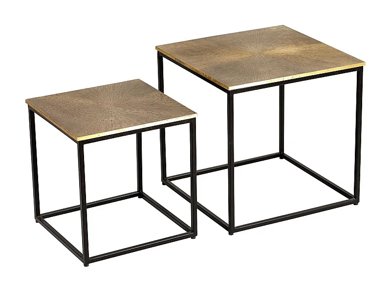 XANDRA - Lot de 2 Tables Gigognes Effet Laiton Vielli