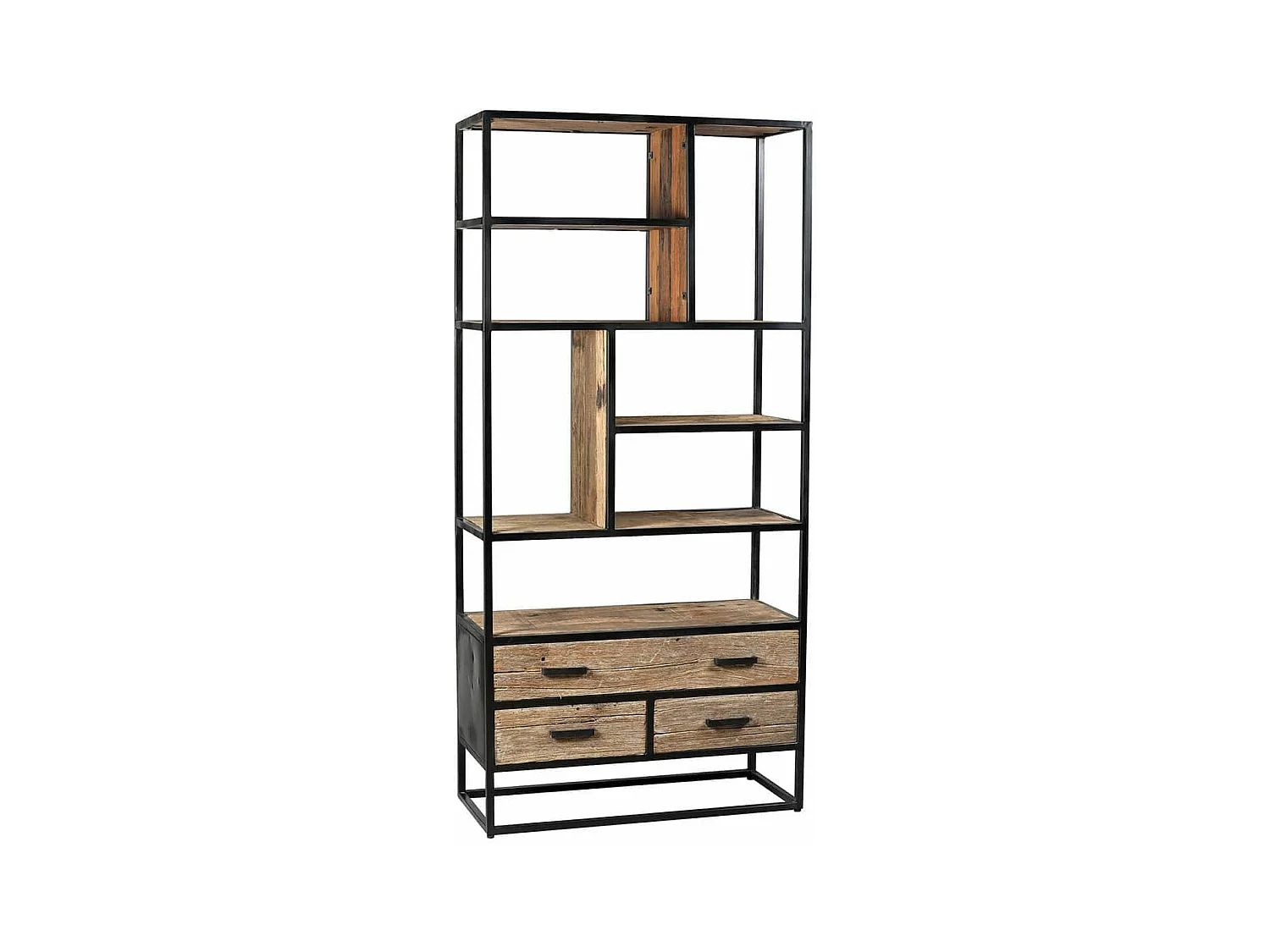 TANETOA - Etagère 3 Tiroirs en Teck Recyclé et Métal