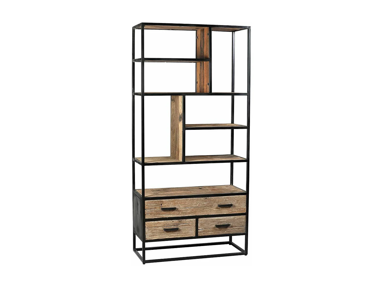 TANETOA - Etagère 3 Tiroirs en Teck Recyclé et Métal