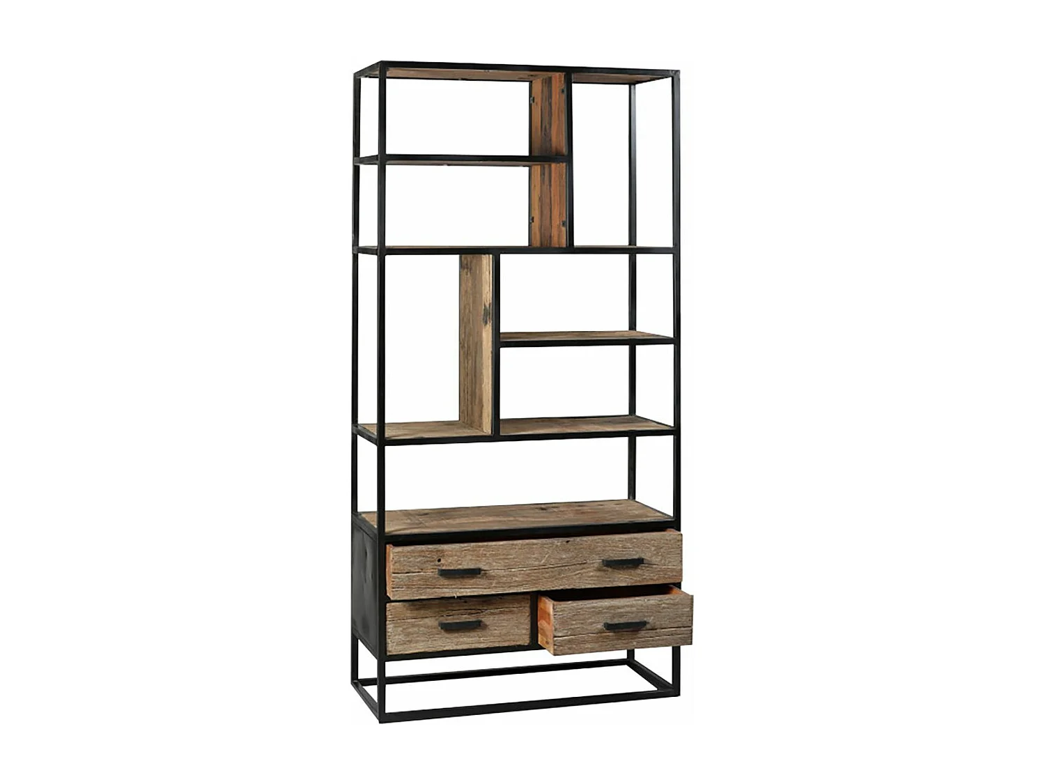 TANETOA - Etagère 3 Tiroirs en Teck Recyclé et Métal