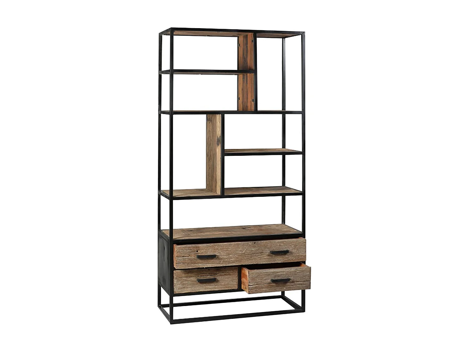 TANETOA - Etagère 3 Tiroirs en Teck Recyclé et Métal